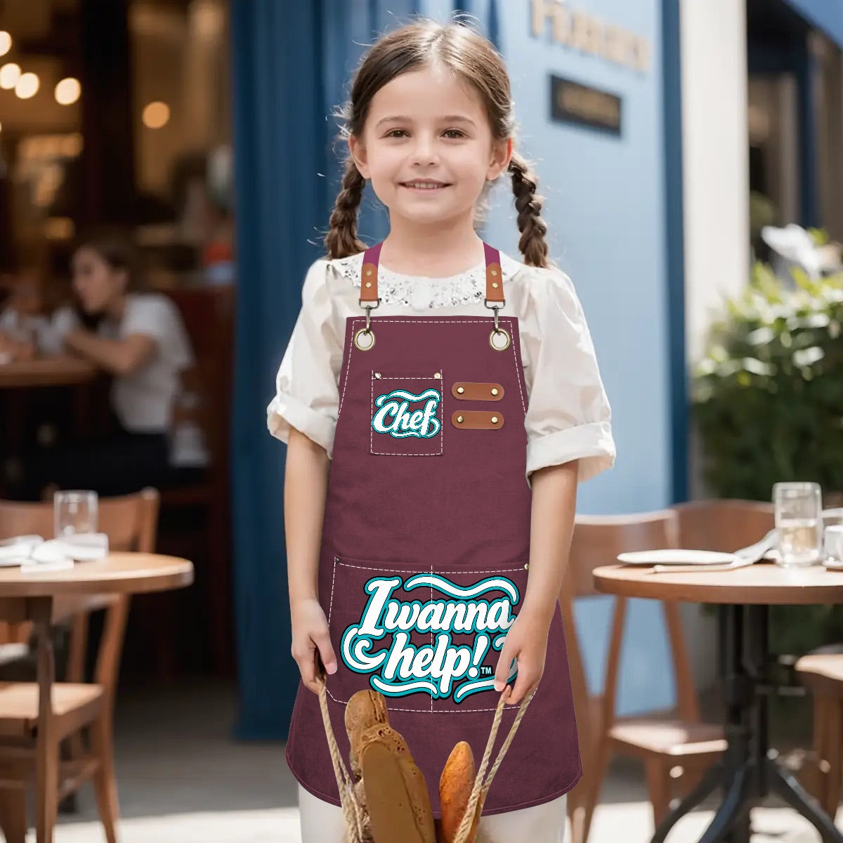 I Wanna Help!™ Kids' Chef Apron – Burgundy