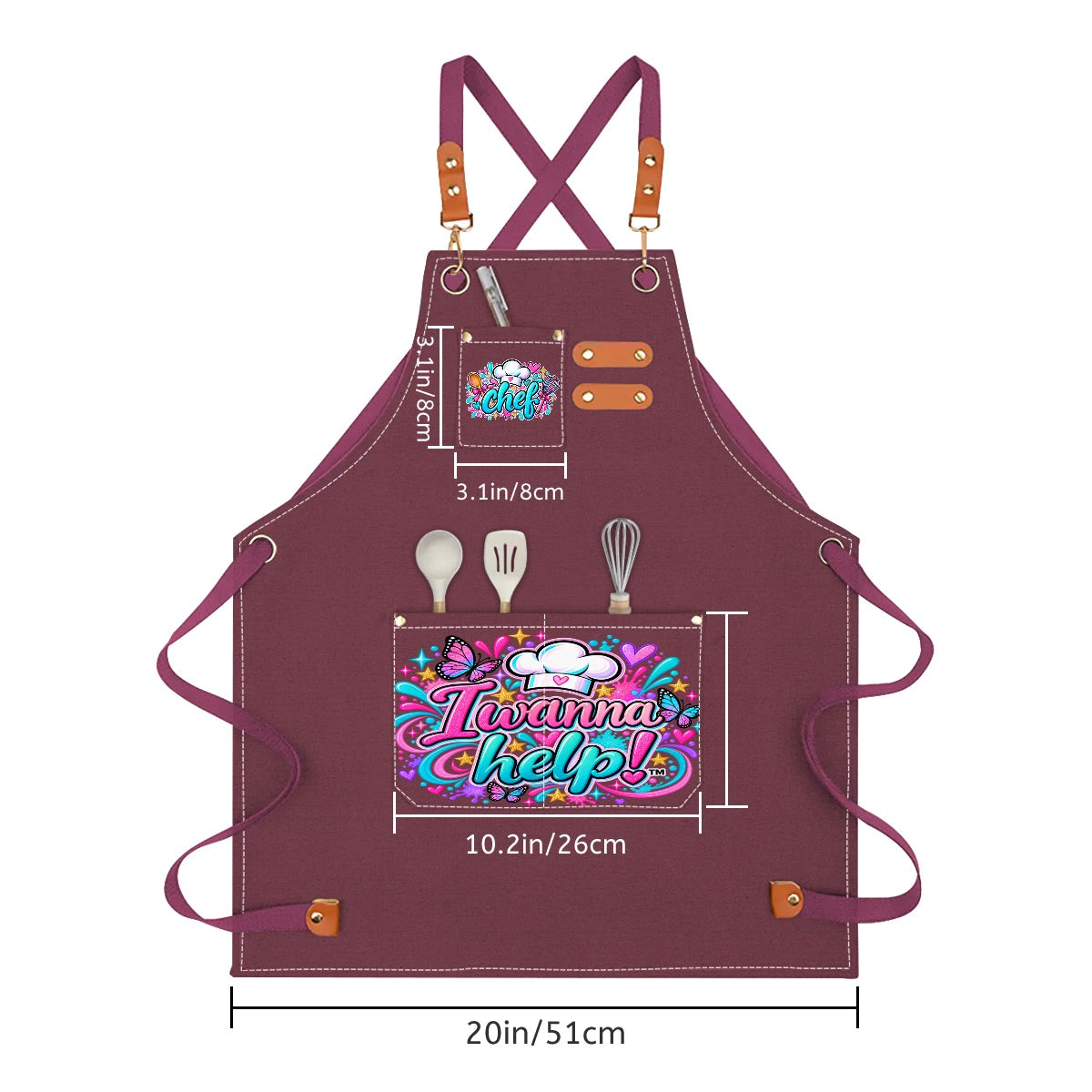 I Wanna Help! Kids Chef Apron- Girls Butterflies & Sparkles