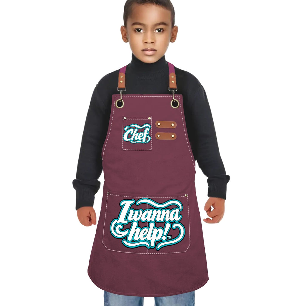 I Wanna Help!™ Kids' Chef Apron – Burgundy