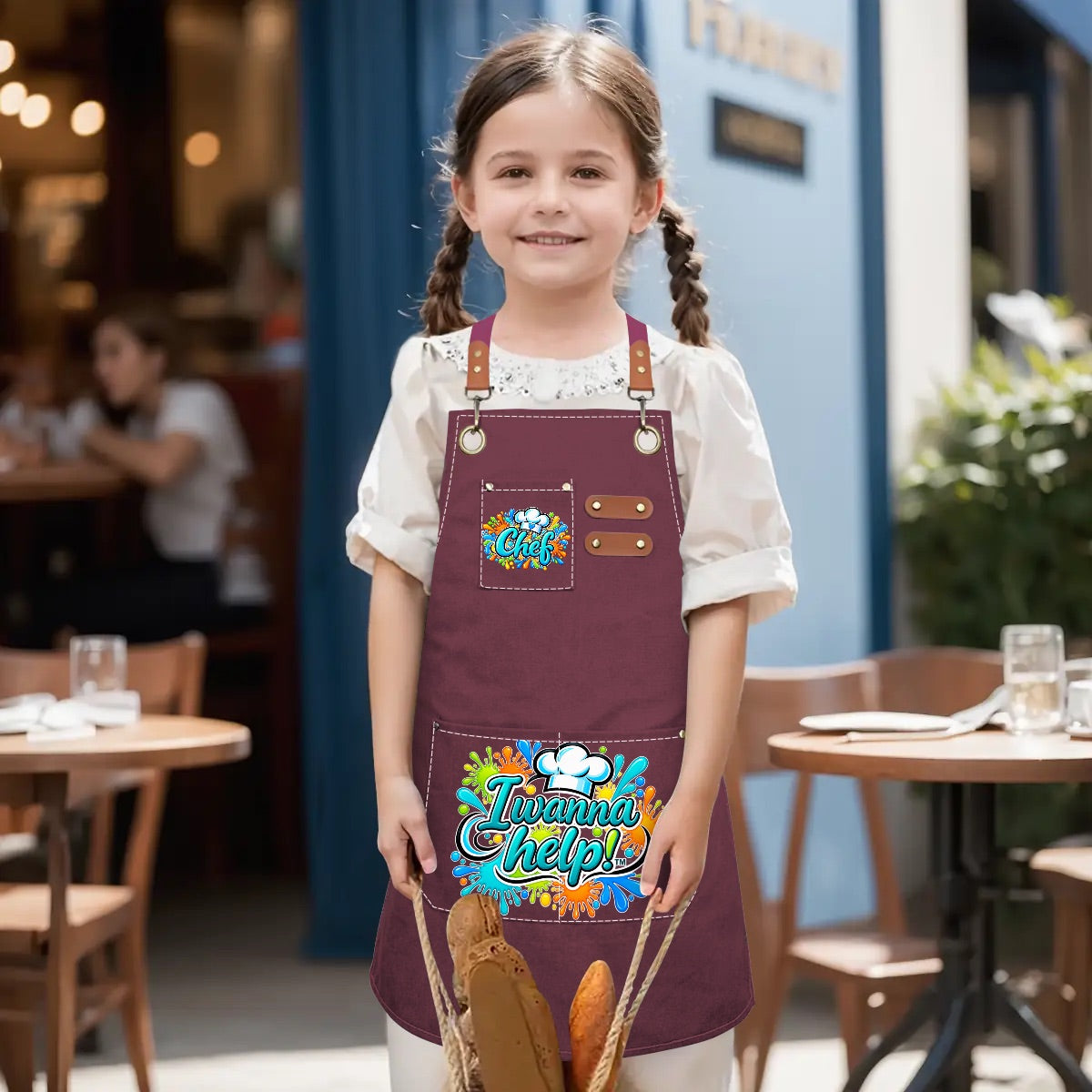 I Wanna Help! Kids Chef Apron Splatter Design