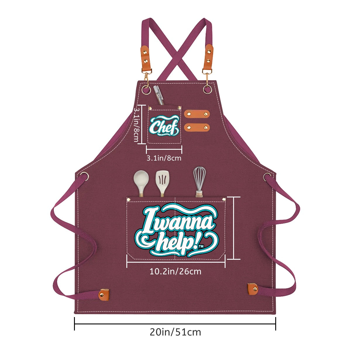 I Wanna Help!™ Kids' Chef Apron – Burgundy