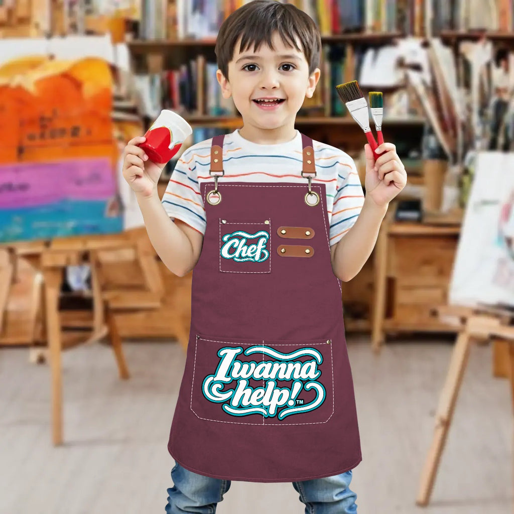 I Wanna Help!™ Kids' Chef Apron – Burgundy
