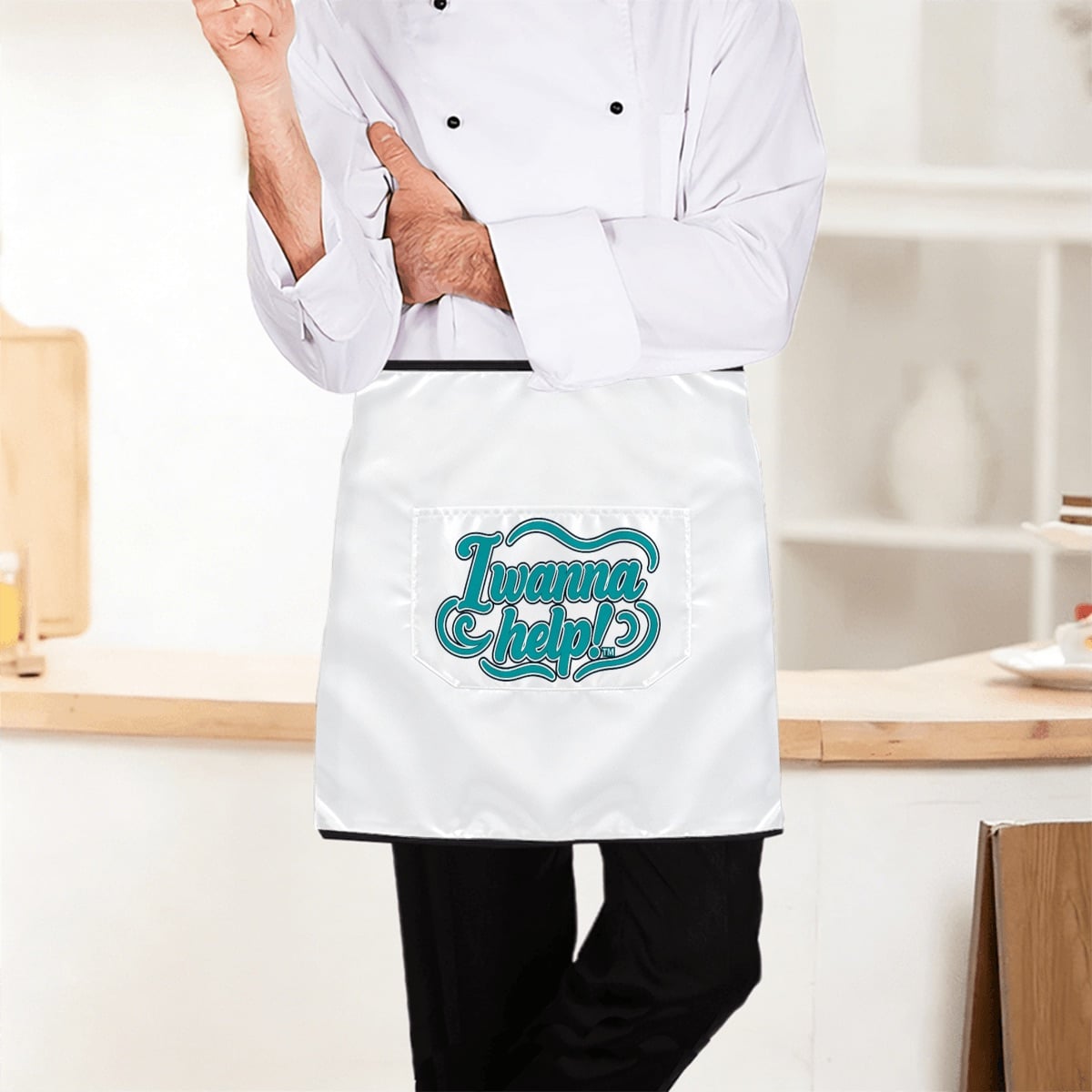 I Wanna Help! Classic White Waist Apron