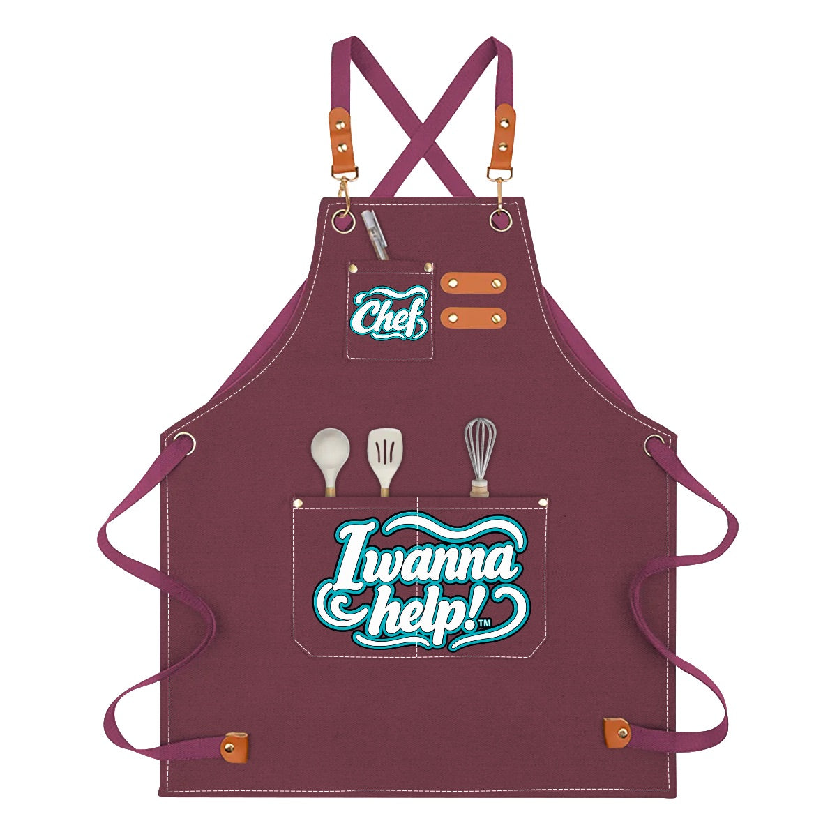 I Wanna Help!™ Kids' Chef Apron – Burgundy