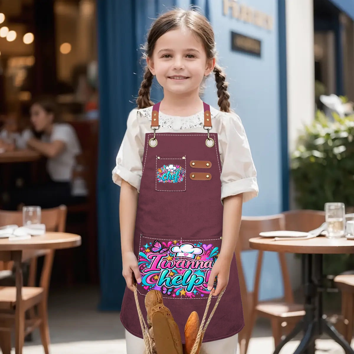 I Wanna Help! Kids Chef Apron- Girls Butterflies & Sparkles