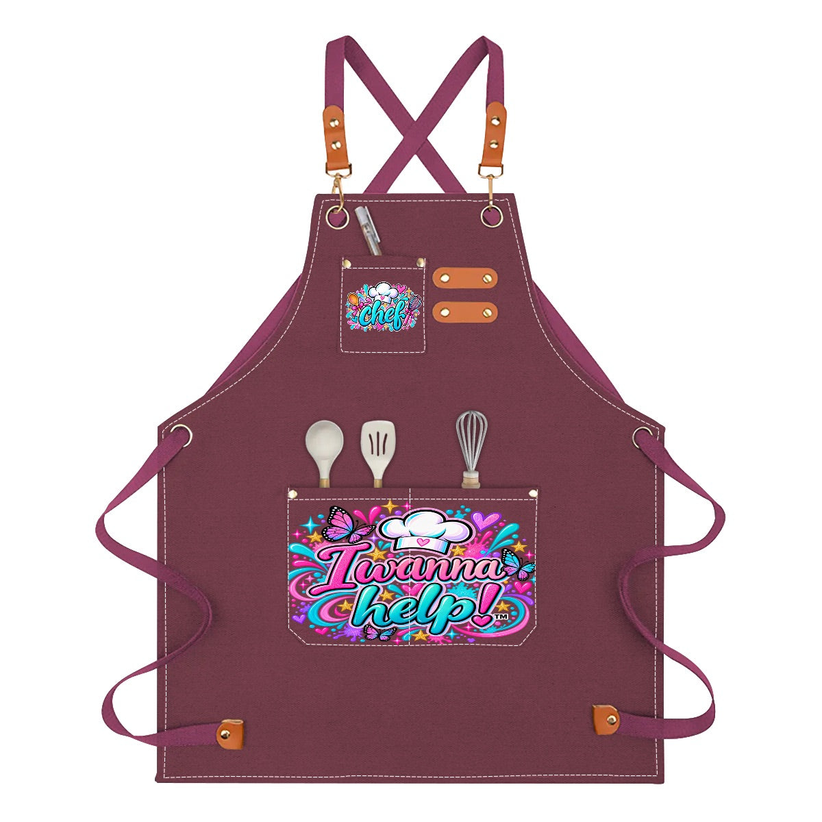 I Wanna Help! Kids Chef Apron- Girls Butterflies & Sparkles