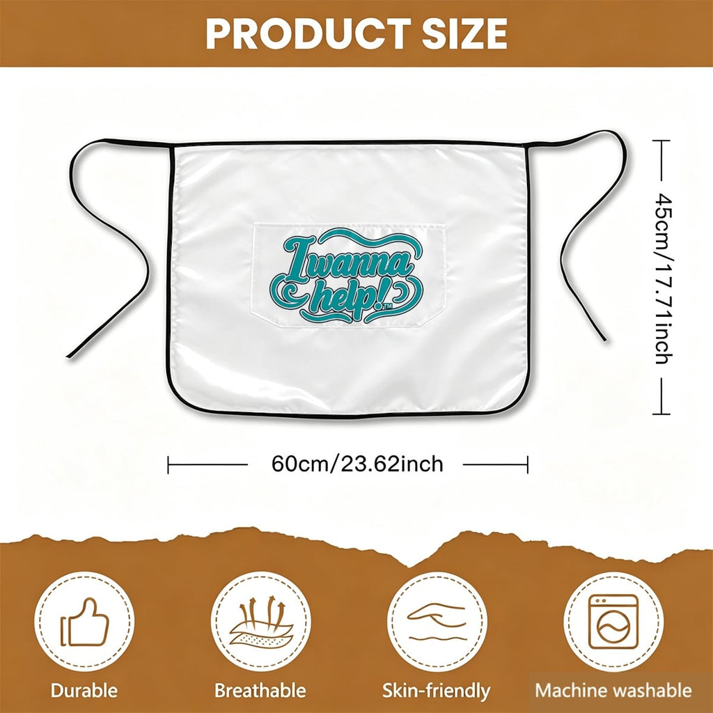 I Wanna Help! Classic White Waist Apron