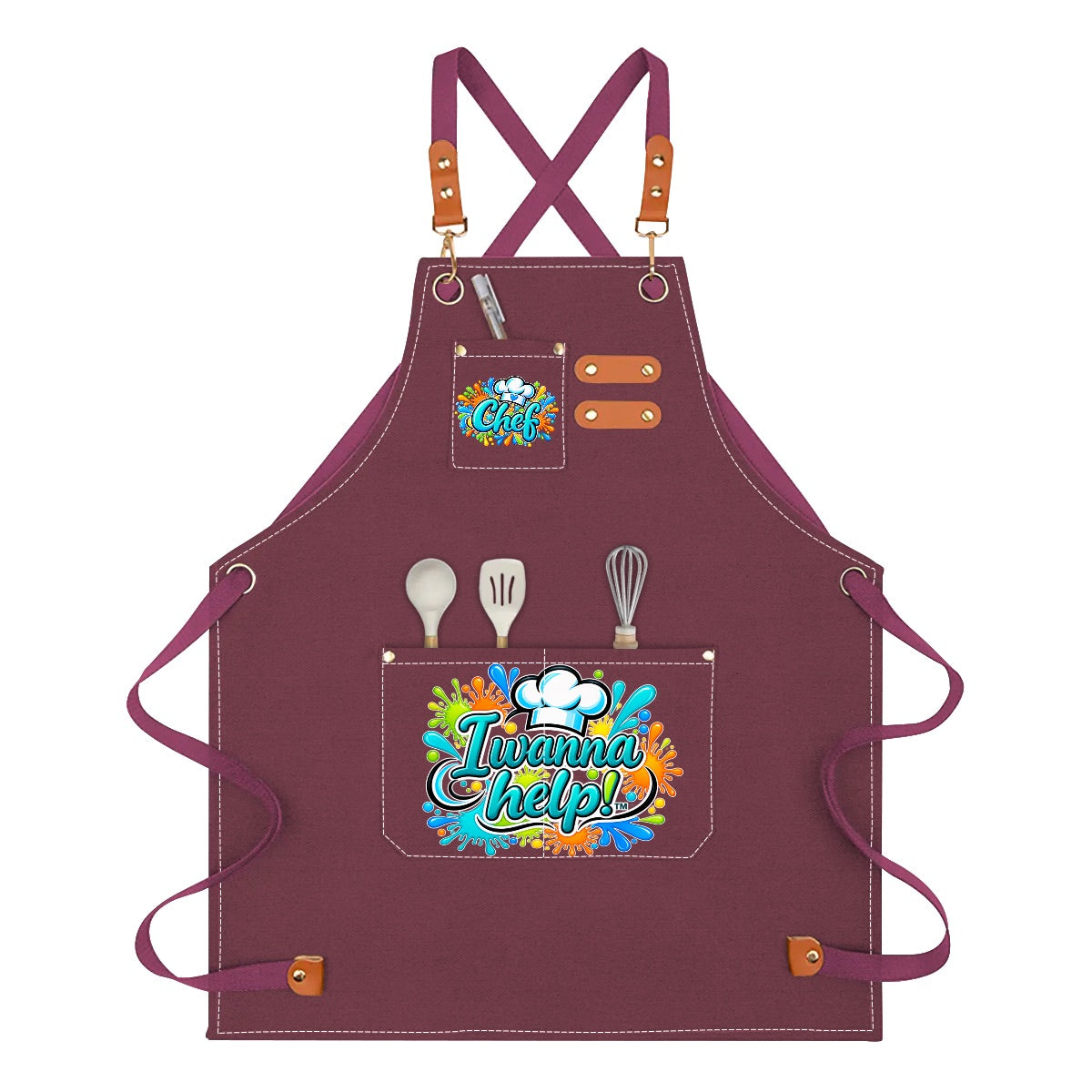 I Wanna Help! Kids Chef Apron Splatter Design