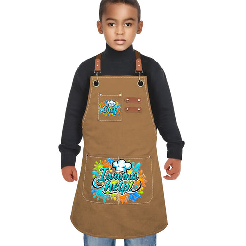 I Wanna Help! Kids Chef Apron Splatter Design